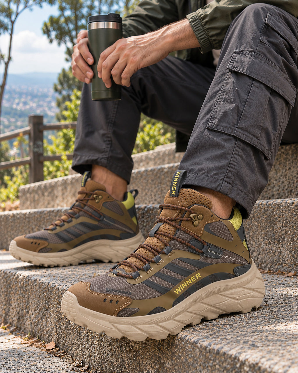 Bota hombre suela liviana Ref- 2679 Verde